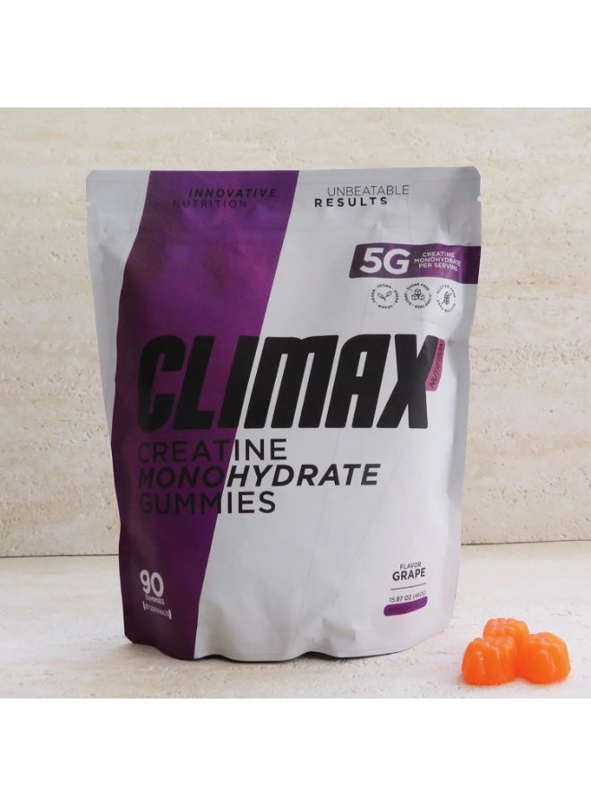 Climax Nutrition Creatine Monohydrate Gummies – 5g Creatine per Serving, Sugar-Free, (30 Servings 90 Gummies - Grape Flavor) - Image 1